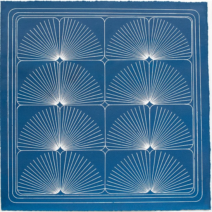 Kelly Ording, Silver Apricot (8 Leaf), 2018, acrylic on paper, 14 1/2 x 14 1/2 in.