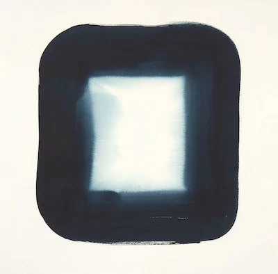 Véronique Gambier, Aperture in Japanese Indigo XXXII, 2019, acrylic on watercolor paper, 30 x 30 in. framed