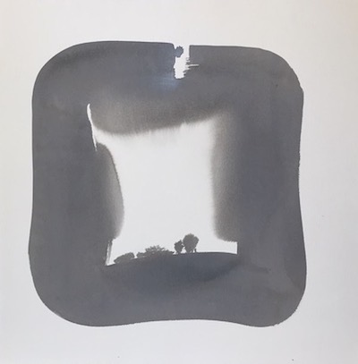 Véronique Gambier, Aperture in Warm Grey IV, 2019, acrylic on watercolor paper, 30 x 30 in. framed