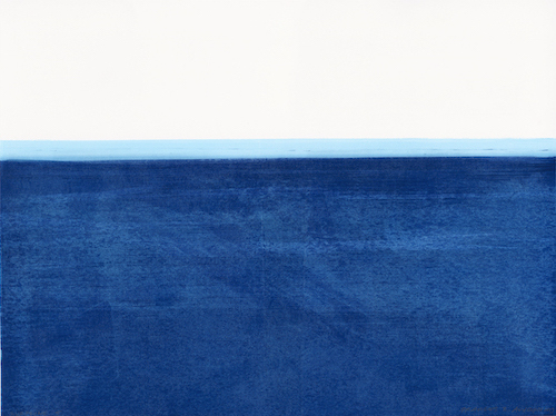 Frances Ashforth, Surfline 5, 2019, unique waterbase monotype, Akua & Charbonnel ink on Arches 88 paper, 25 x 30 1/2 in. framed