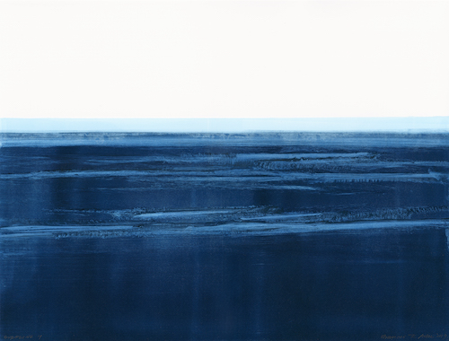 Frances Ashforth, Surfline 7, 2019, unique waterbase monotype, Akua & Charbonnel ink on Arches 88 paper, 25 x 30 1/2 in. framed