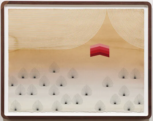 Kelly Ording, Pompeii, 2020, acrylic on dyed paper, 25 × 32 1/2 in.