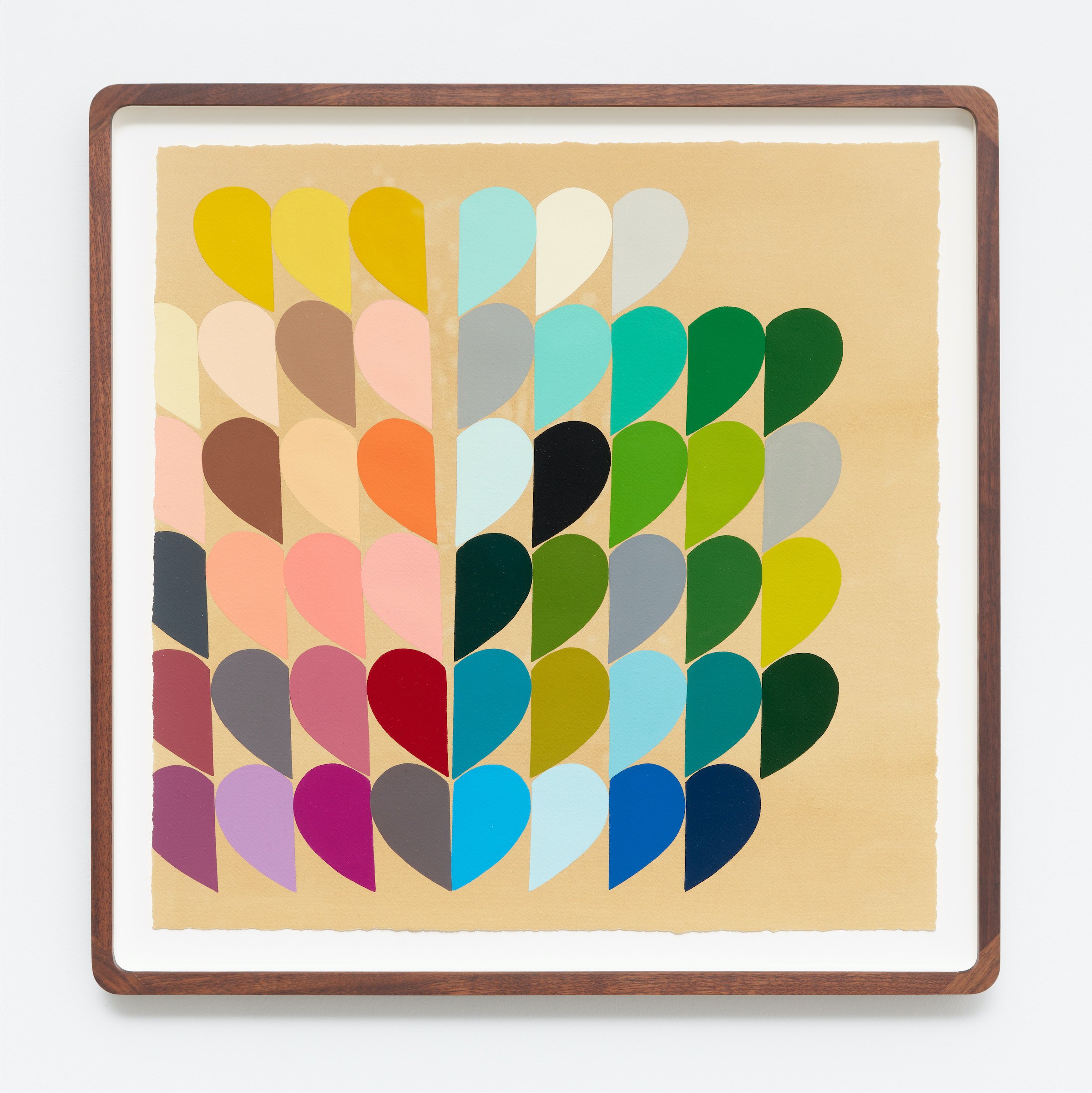  Kelly Ording, Stained Glass Windows, 2025, acrylic on dyed paper, 20 3/4 x 20 3/4 in.   Kelly Ording, Stained Glass Windows, 2025, acrylic on dyed paper, 20 3/4 x 20 3/4 in.