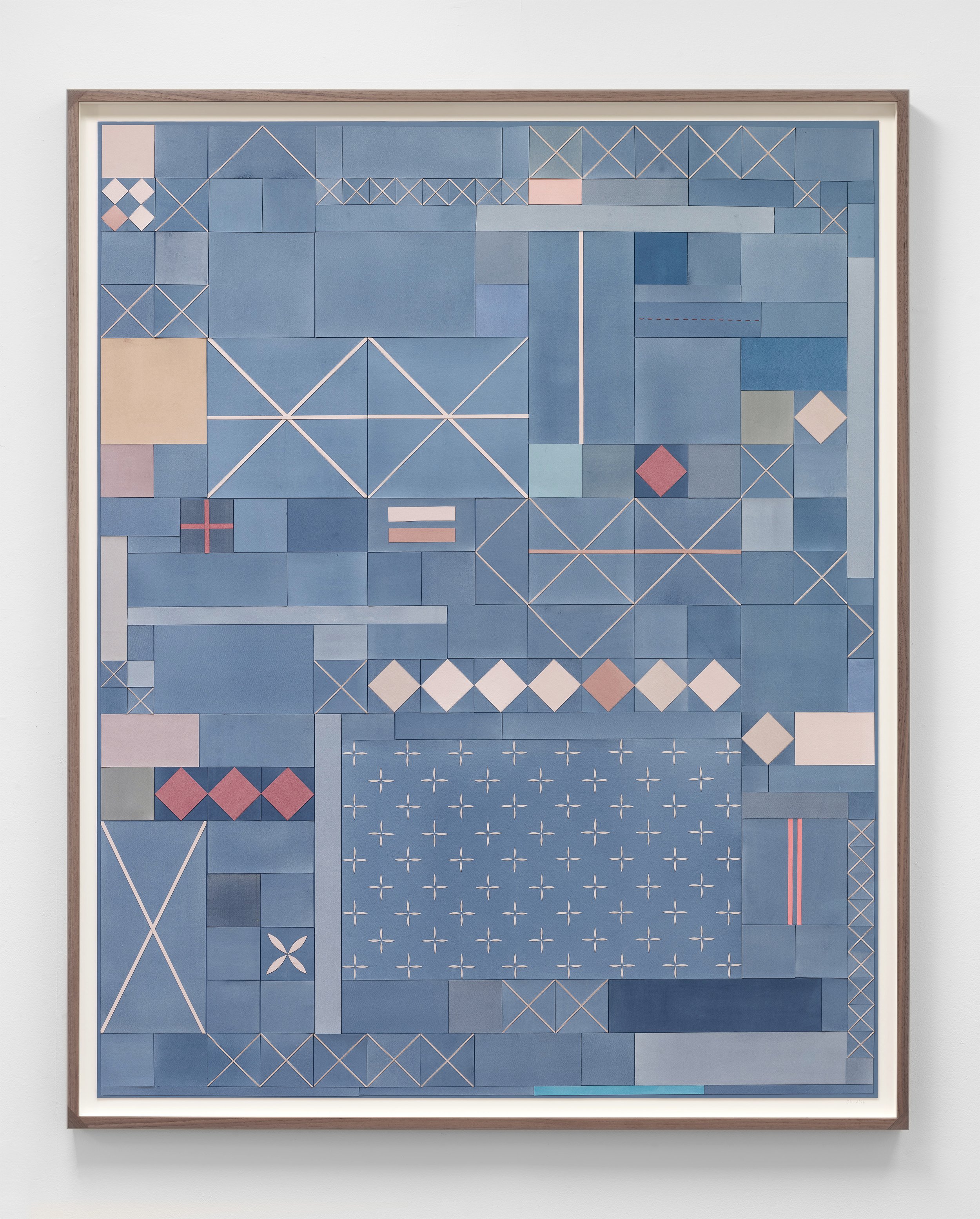 Lena Wolff, Landscape (Eames Ranch), 2025, paper collage with hand-made inks & watercolor, 57 1/2 X 46 1/2 in.