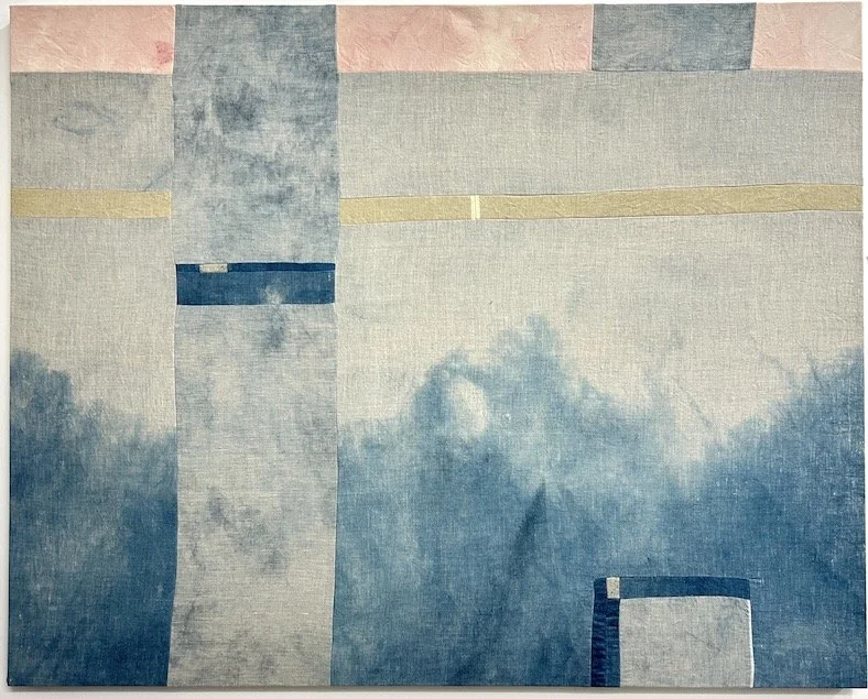  Lauren Bartone, January, 2026, linen and cotton canvas dyed with indigo, weld and kermes, dyed, sewn and stretched, rsg, 48 x 60 in.