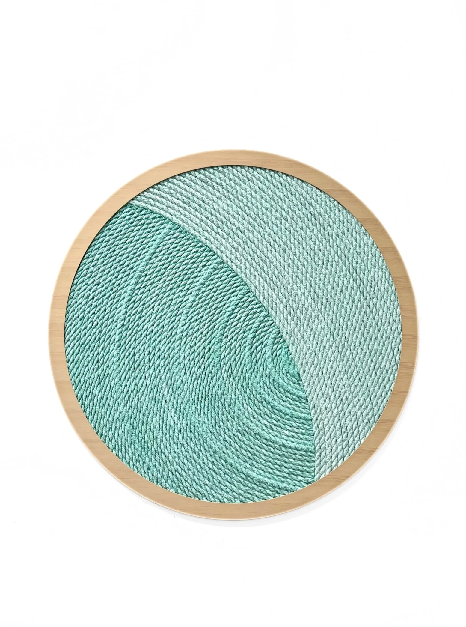 Ethan Estess, Swell Lines #36, 2026, Reclaimed finishing rope on panel 46 in. diameter