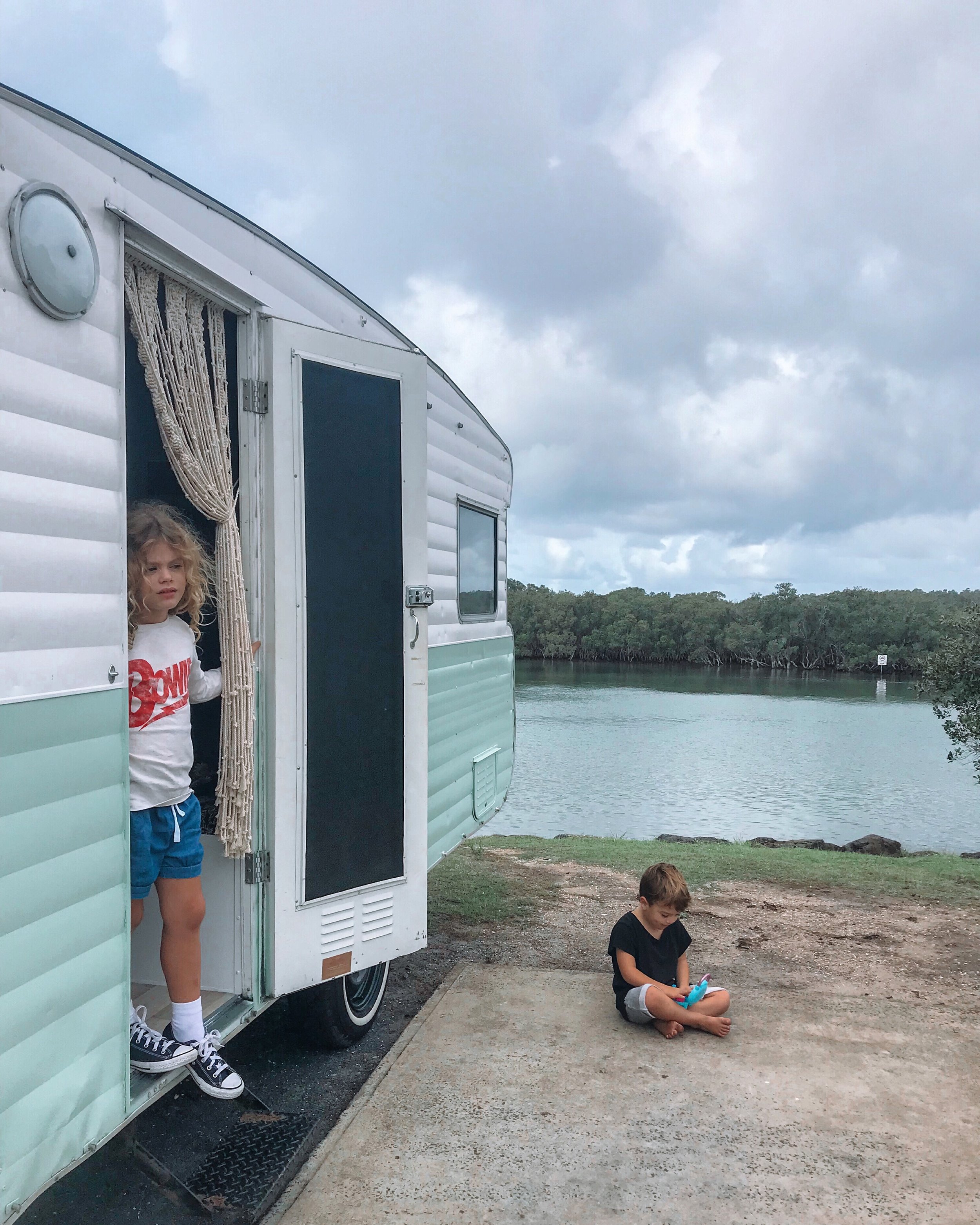 Our amazing spot right on the river! Perfect for the kids, they spent most of their time splashing around in the water.