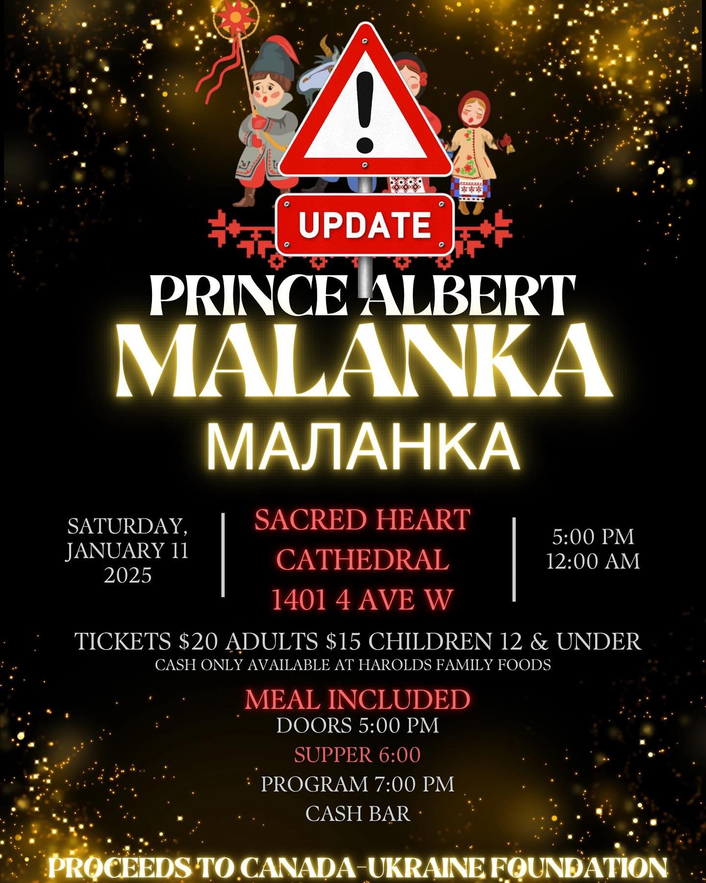 Due to low ticket sales and lack of volunteers in key areas we have made the difficult decision to reformat our Malanka event and change the venue. We will contact as many ticket holders as possible, refunds will be available if the change in format 