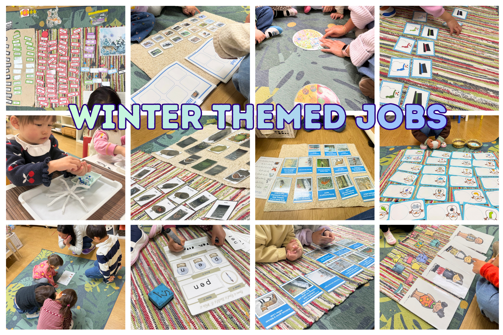 Children working on Winter Themed Montessori work