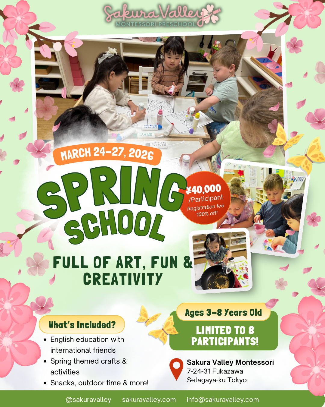 Spring School at Sakura Valley Montessori Preschool in Tokyo Setagaya-ku