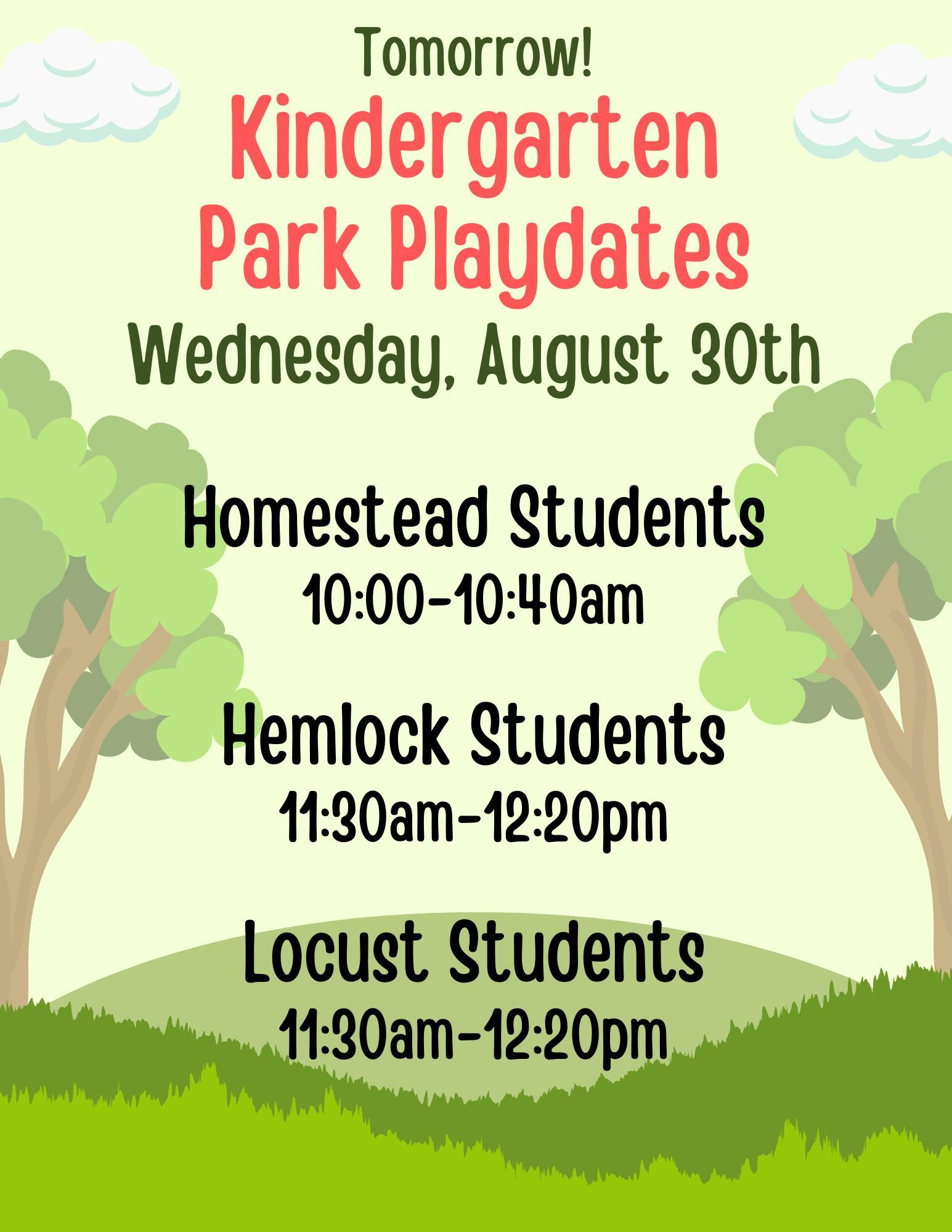 Kindergarten Park Playdates