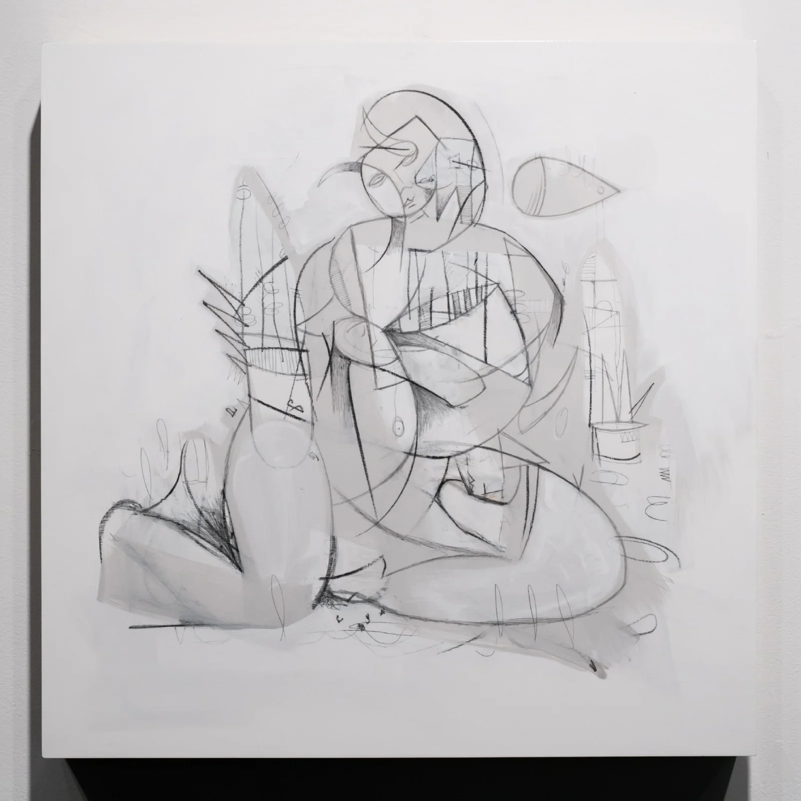   Modern Woman  | 2ft x 2ft | Pencil, Acrylic, Cherrywood Panel, UV-Clear 