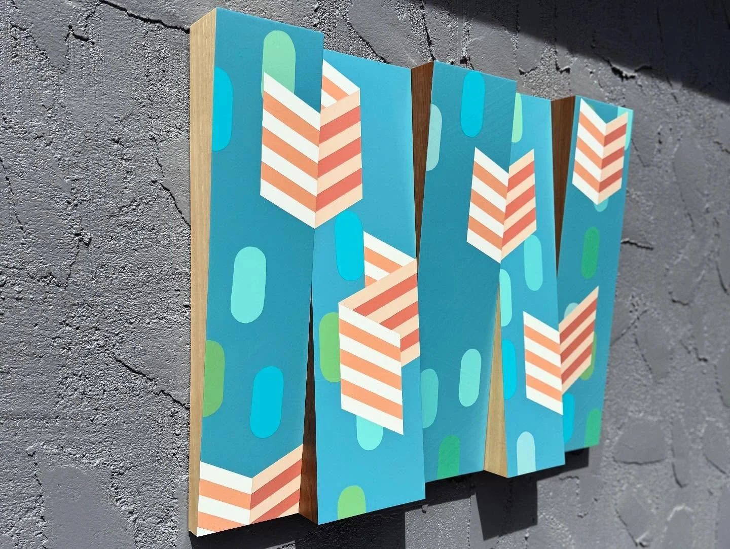Blu Dunes | 24” x 32” 5-Panel Fade Set; Cherry/Maple Wood; Acrylic; Clear Coat
