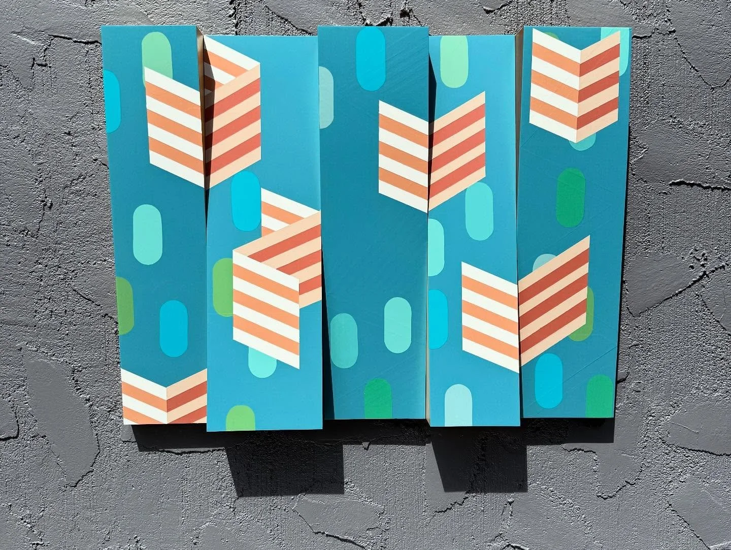 Blu Dunes | 24” x 32” 5-Panel Fade Set; Cherry/Maple Wood; Acrylic; Clear Coat