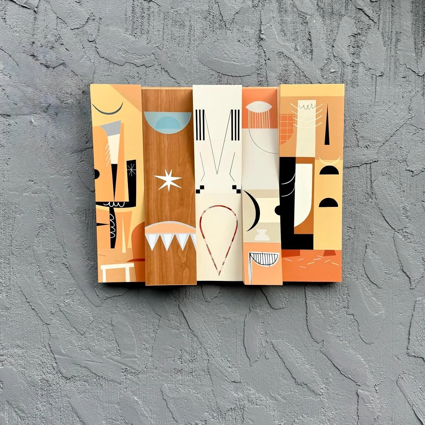Desert Geometry | 24” x 32” 5-Panel Fade Set; Cherry Wood; Acrylic; Clear Coat