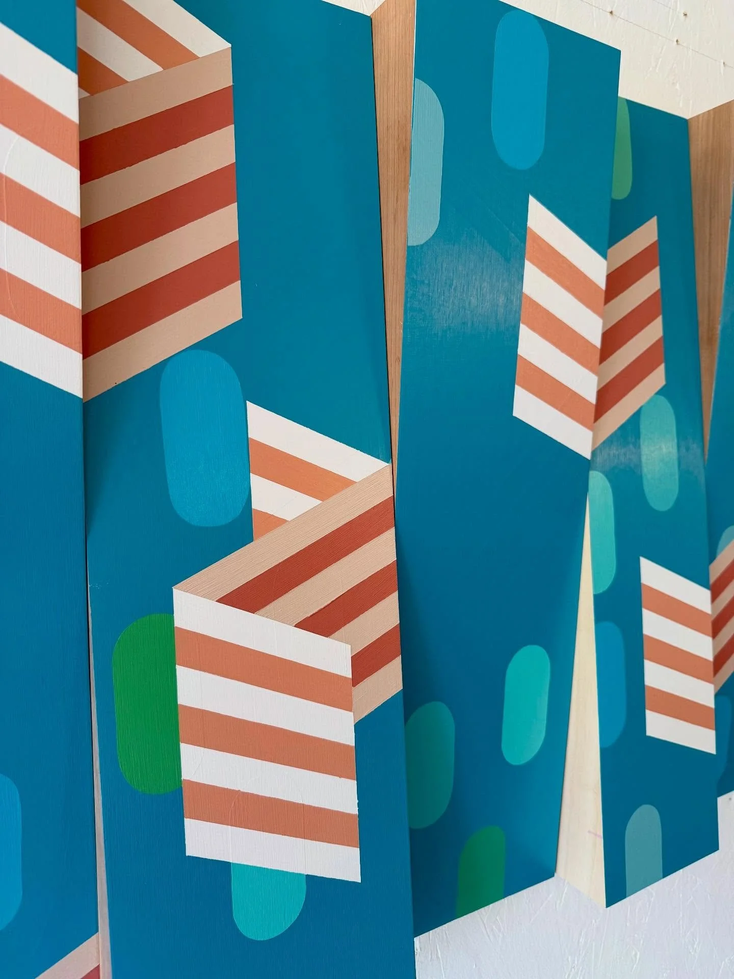 Blu Dunes | 24” x 32” 5-Panel Fade Set; Cherry/Maple Wood; Acrylic; Clear Coat