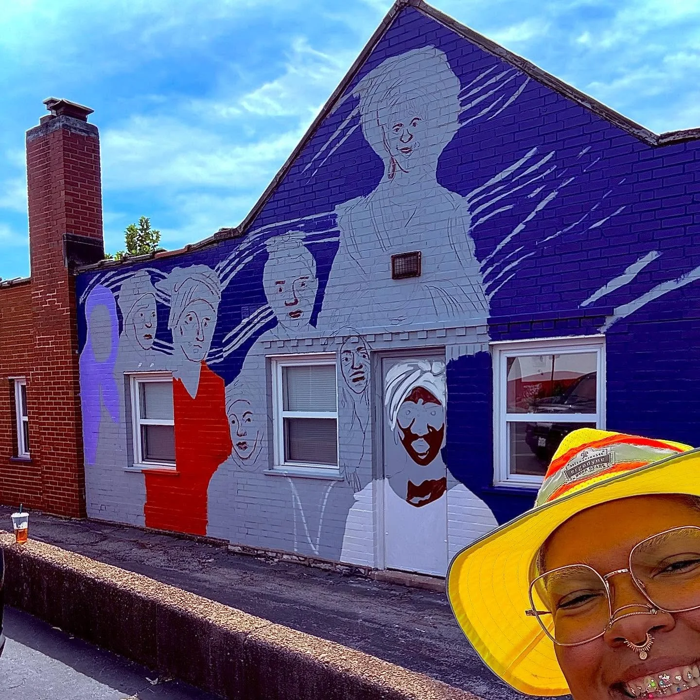 ✨🎨🫟💕murals don&rsquo;t just appear overnight! they&rsquo;re built layer by layer, brushstroke by brushstroke. this is day two progress on the African Indigenous midwifery museum mural. honoring the sweat, the labor, and the process as much as the 