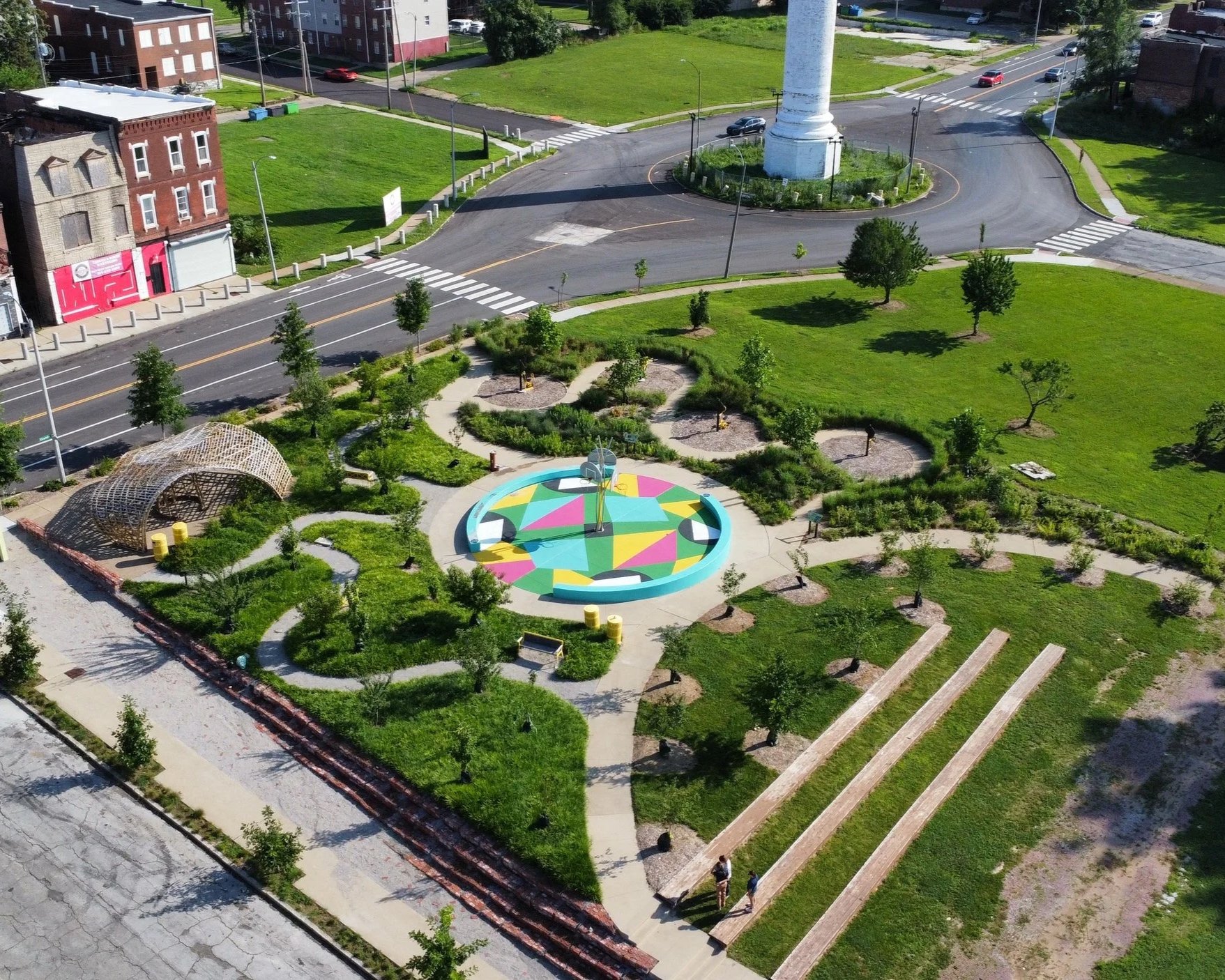 Basketball Court + Park Aerial View