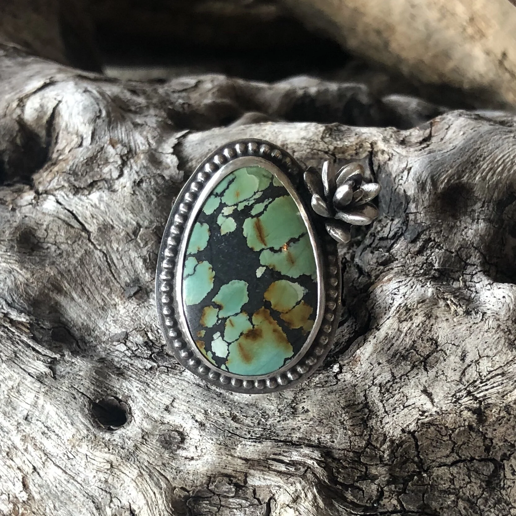 Succulent sidekick ring - polychrome Hubei  - size 7