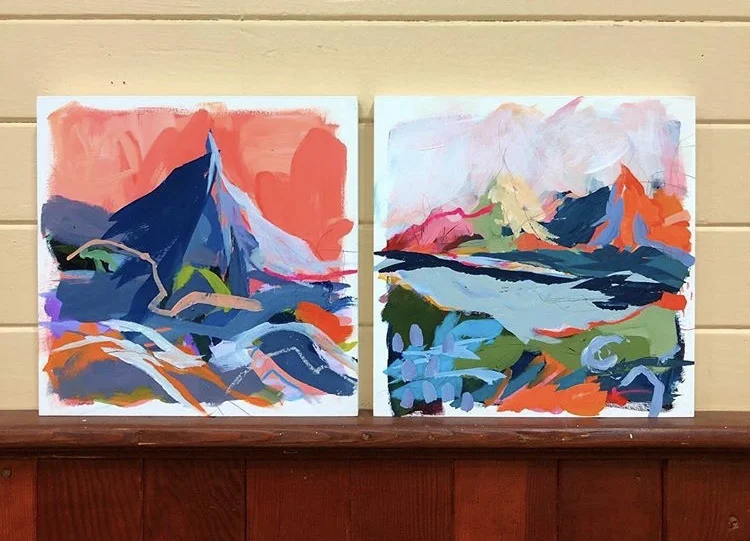 Painting of mountains by local painter.