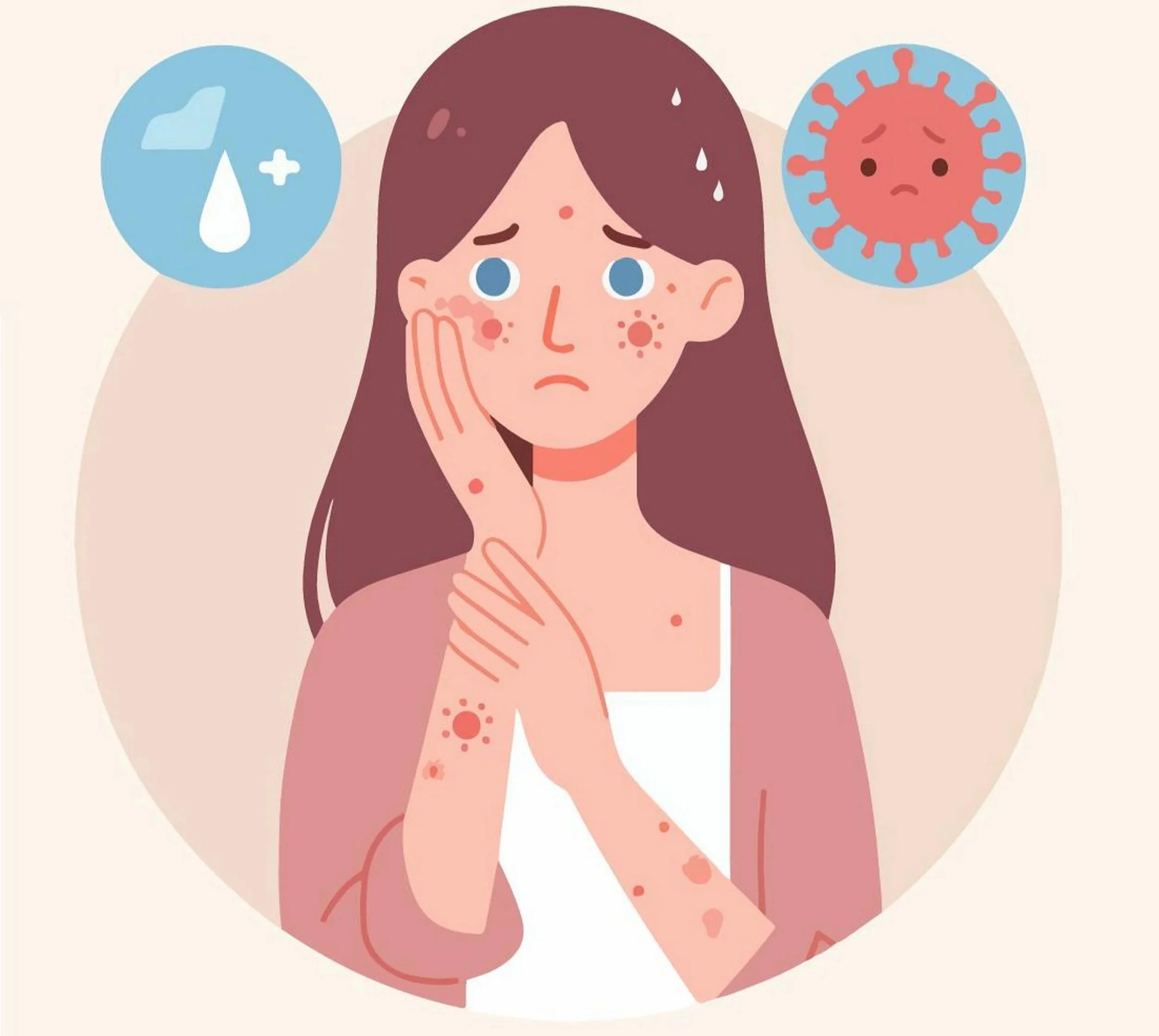 Conceptual illustration showing skin layers, circulation, and inflammatory processes beneath the surface