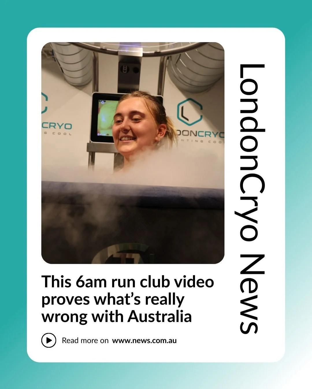 We&rsquo;ve officially made Australian news 🇦🇺

As part of a wider conversation around the rise of 6am run clubs, recovery culture and the shift away from hangovers towards health, cryotherapy was highlighted as part of the movement.

Because somet
