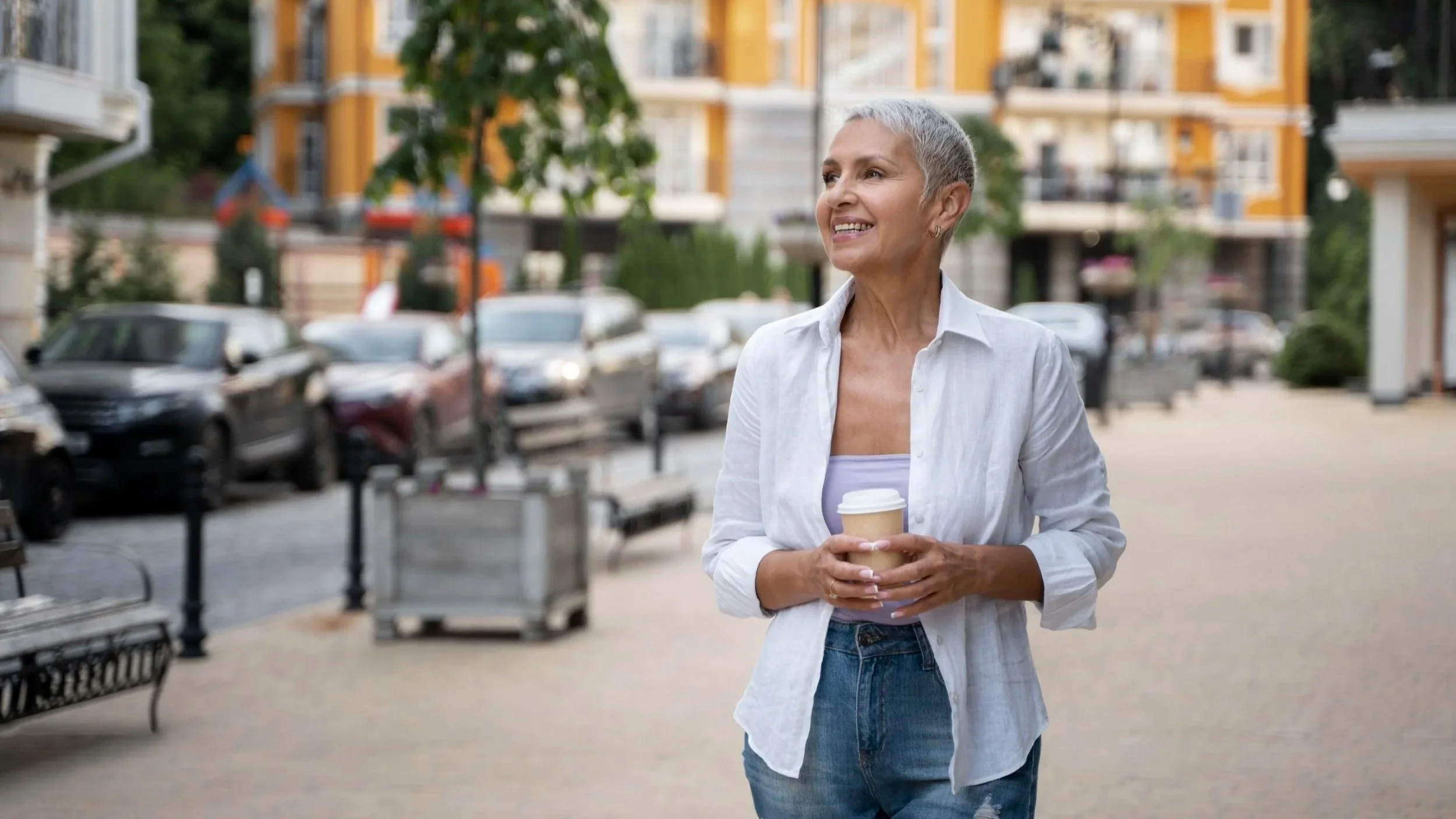 Person moving comfortably outdoors, reflecting improved ease and confidence with arthritis