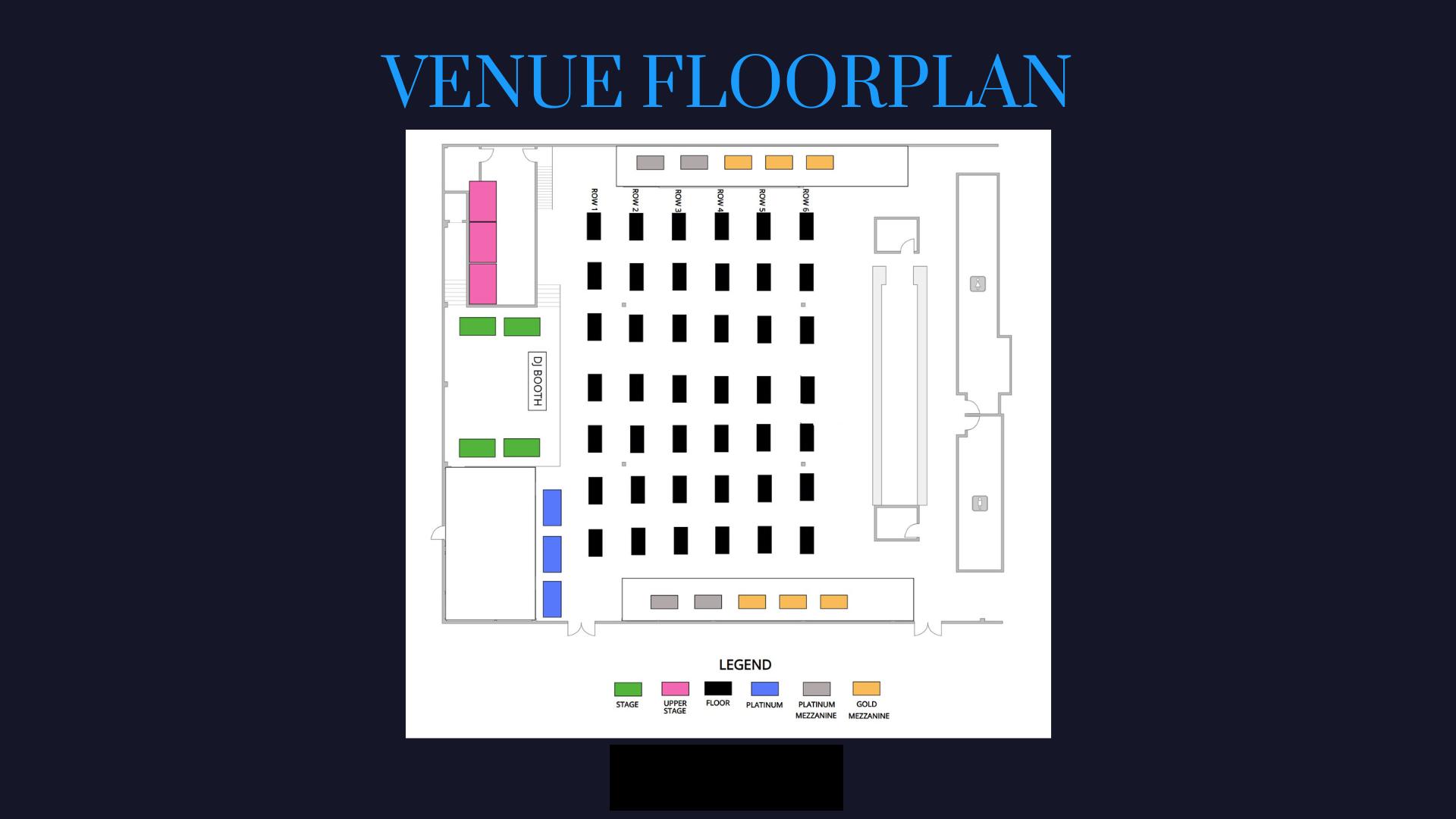 Gold Mezzanine  VIP Table for the Maxim Party in San Francisco Table Location