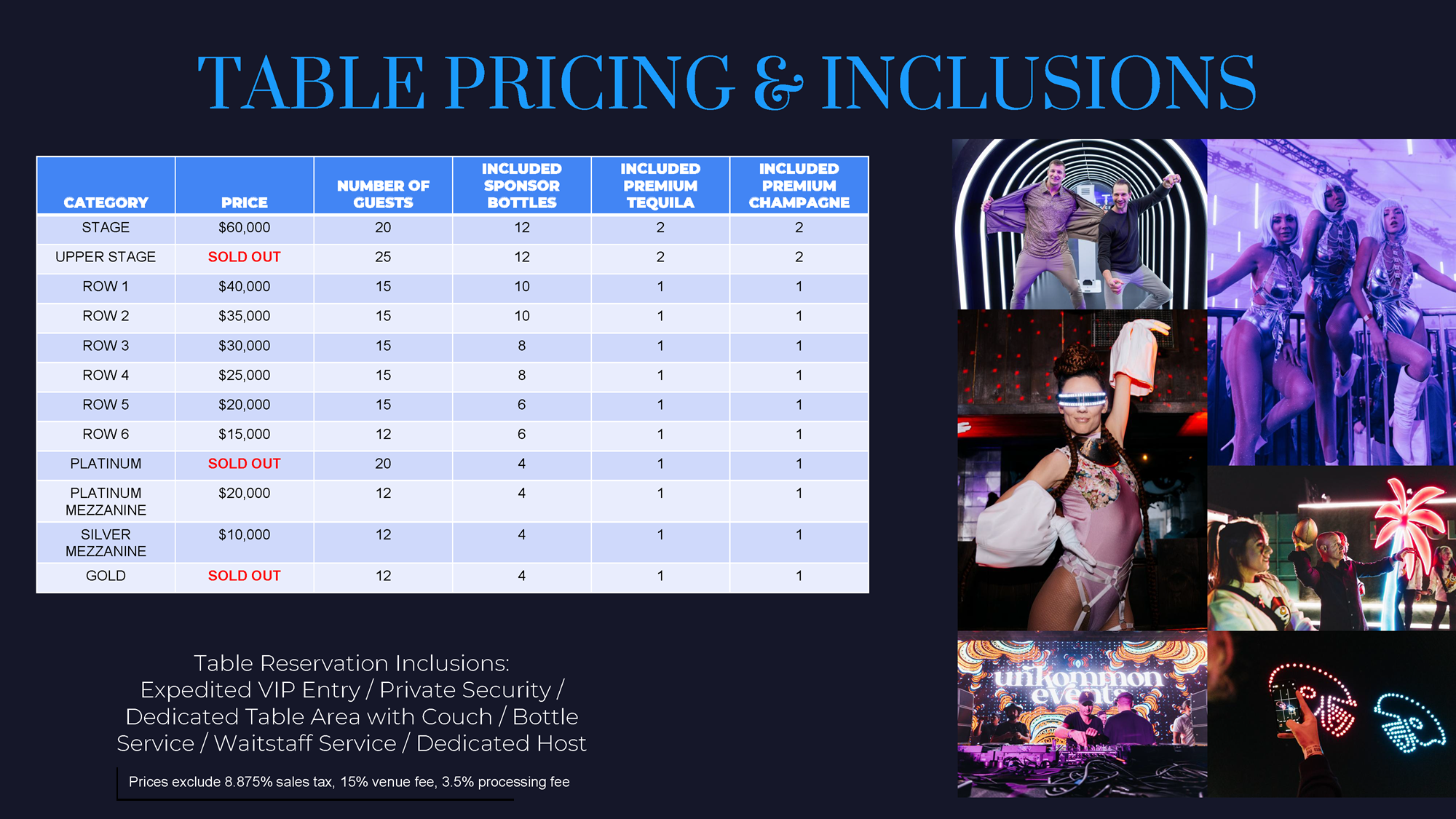 Maxim Party Table Pricing 2026