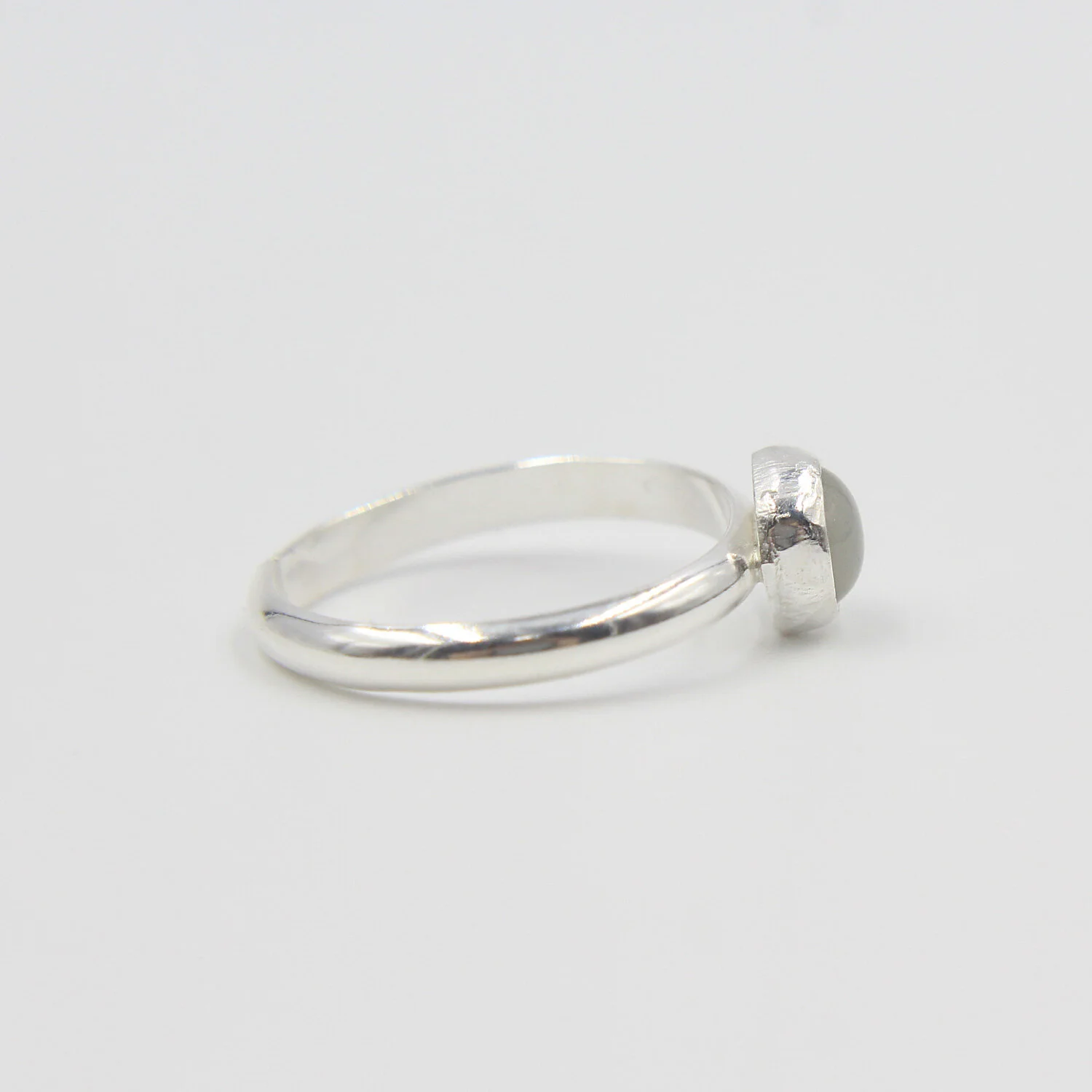 White moonstone sterling silver ring from side