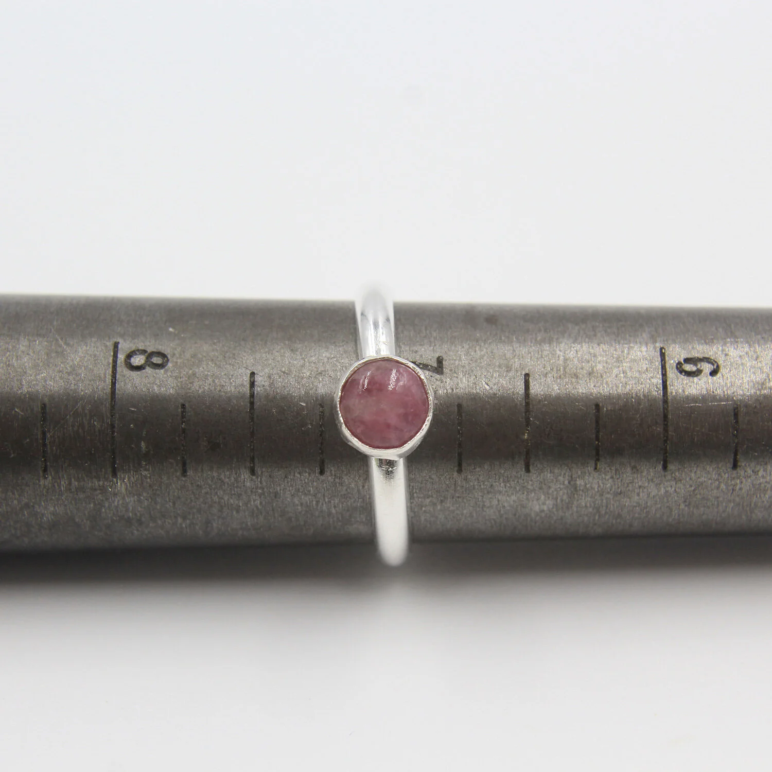 Pink tourmaline sterling silver ring size
