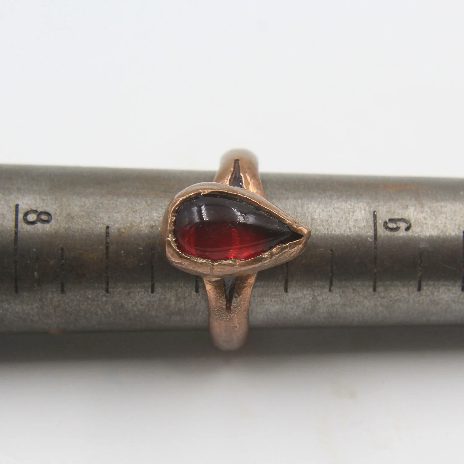 Glass ruby copper ring size