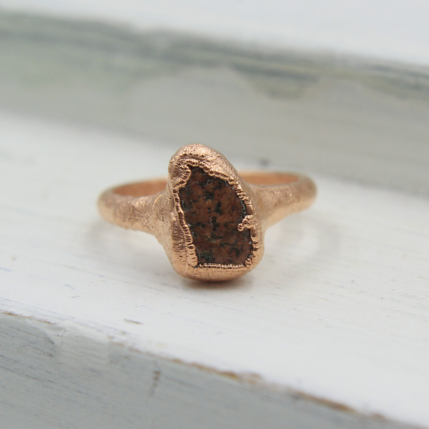Copper Ring Statement Large Green Semi Precious Cabochon Stone Artisan Size  6 | eBay