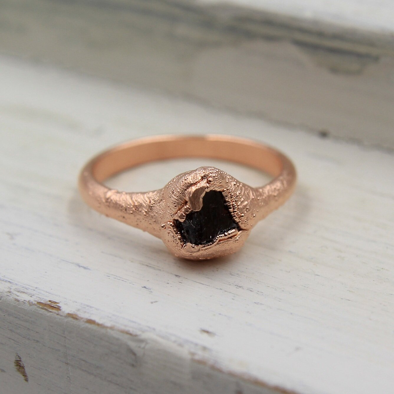 January birthstone ring Triple Garnet copper electroformed ring