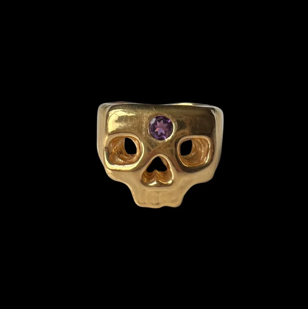Amethyst skull ring