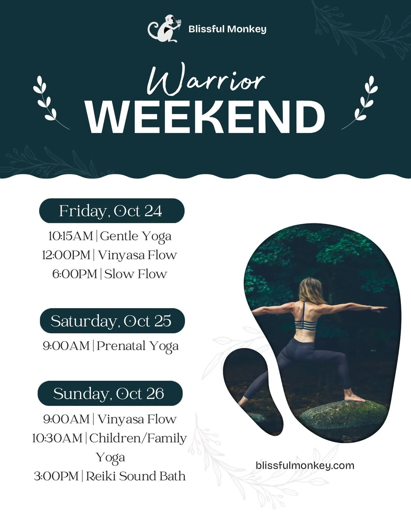Kick off your warrior weekend at Blissful Monkey. Sign up on our website or the app.
#bostonyoga #jamaicaplain #jp #rossie #roslindale #bostonyogastudio #yogaboston #02130 #spa #spayoga #relaxation #healing