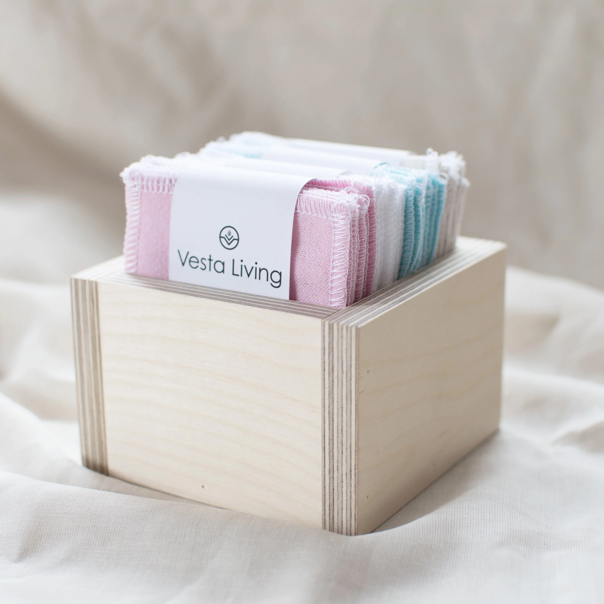 Vesta Living Ply Wood Reusable Face Wipe Box