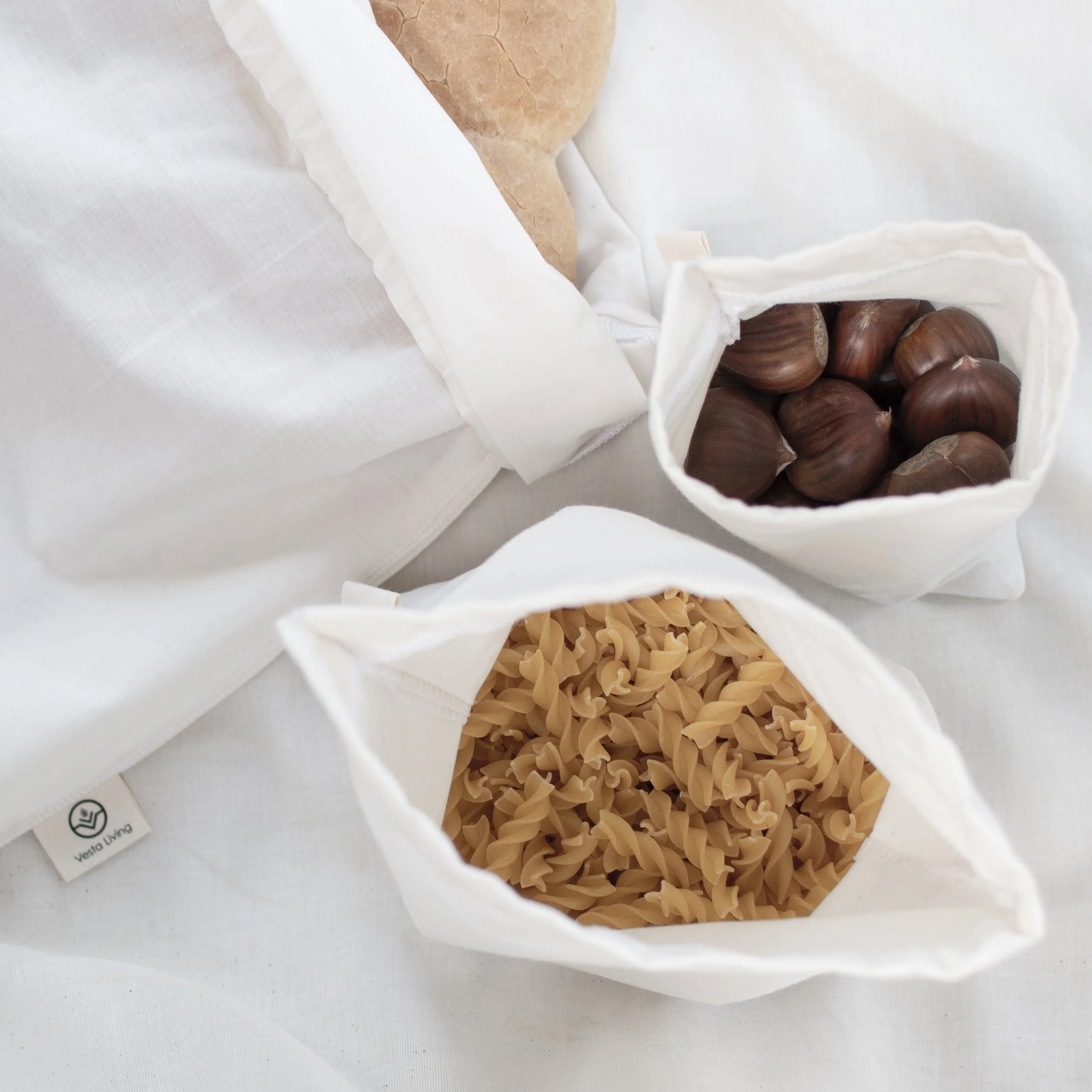 Vesta Living 100% organic cotton set of 3 produce bags