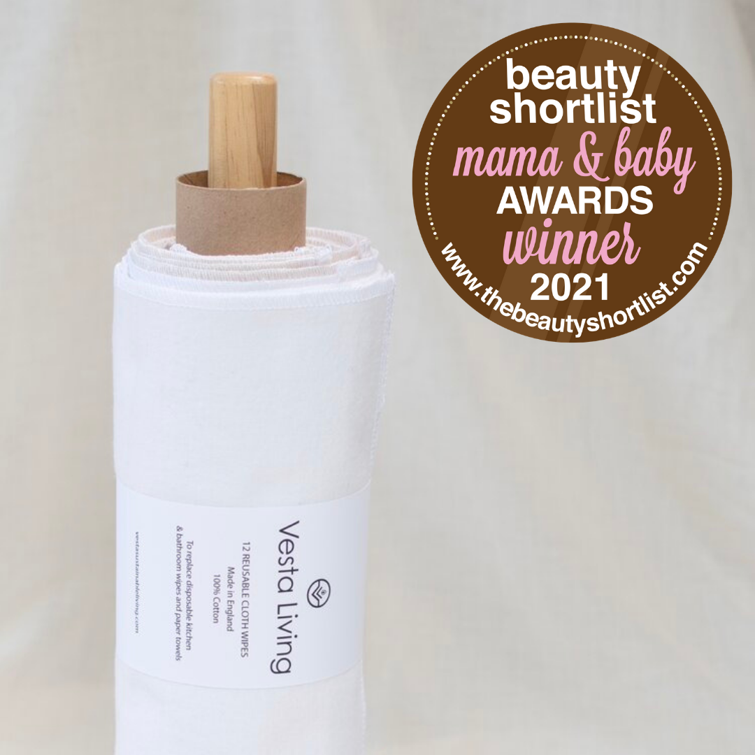 Ready Rolled 100% Cotton Reusable Cleaning Wipes on a Card Roll