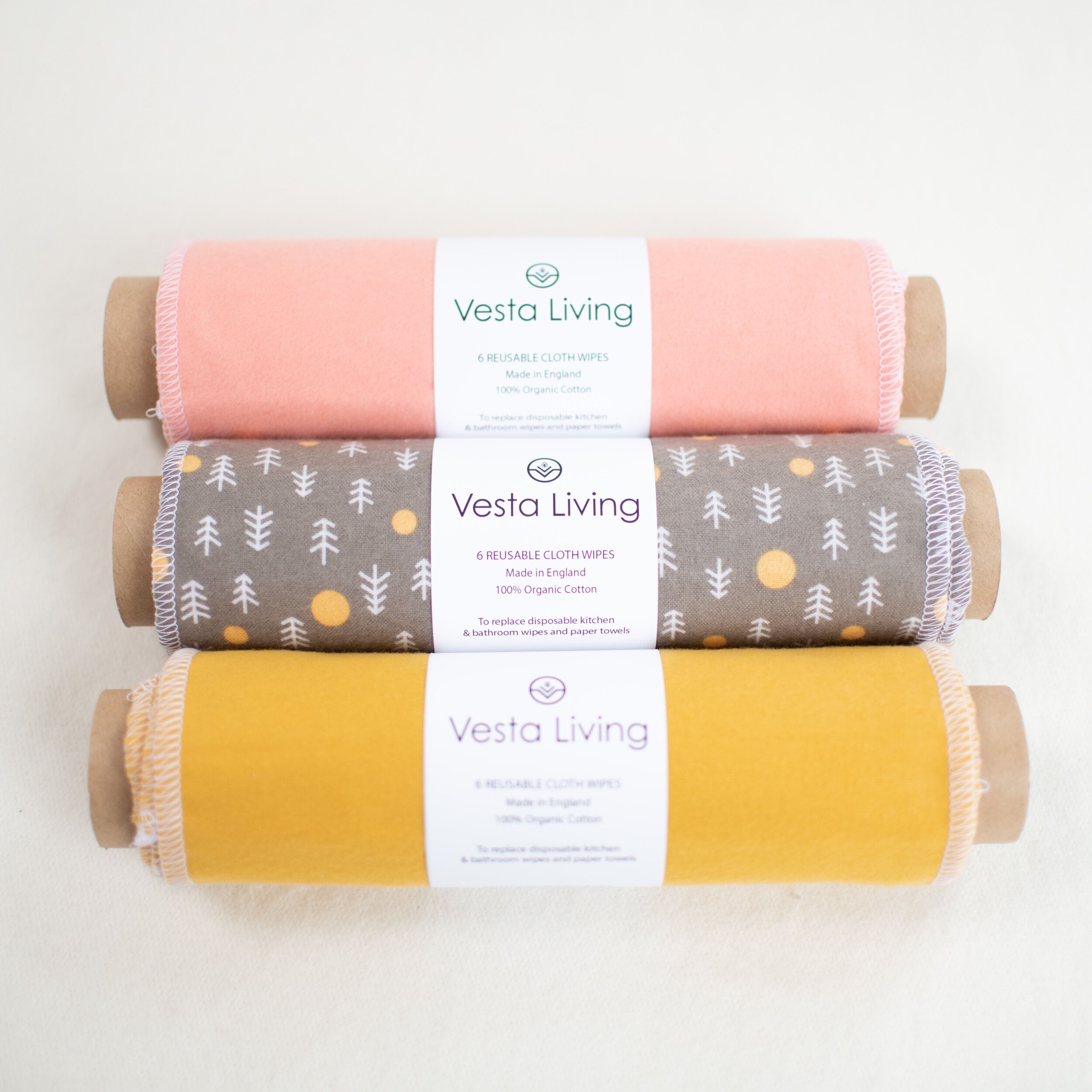 Reusable kitchen roll organic cotton 6 pack