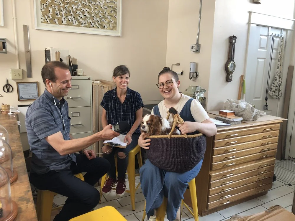 Martha Mae: Art Supplies & Beautiful Things with Jean Cate (pictured with Andy Miles, Laura Austin and her beloved Martha Mae above) on Always Andersonville Monthly .