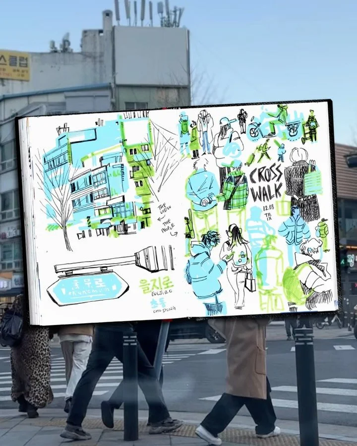 I sat down to sketch the buildings but the page filled up with people instead. 

카페에 앉아서 건물 스케치 하려고 했는데 자연스럽게 페이지가 지나가는 사람으로 채웠어요

#urbansketch #urbansketchers #sketchbook #seoul #어반스케치