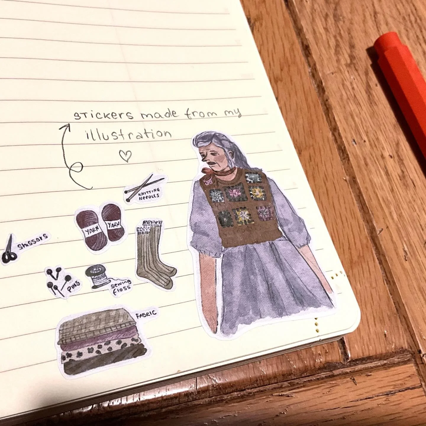 As an Illustrator and craft woman this is what I can do: I enjoyed making those stickers illustrating which crafts I love most.
At least I can be happy making little things, as a hand knitted pair of socks, sewing a dress, crocheting a granny square 