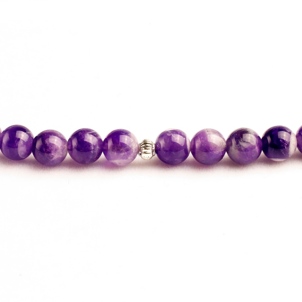 Black Onyx Worry Beads Mala Bracelet Ultra Violet Purple Amethyst Birthstone Bracelet Chakra Jewelry Gift for Her BFF Wedding from Mother 10 mm by Gemswholesale 