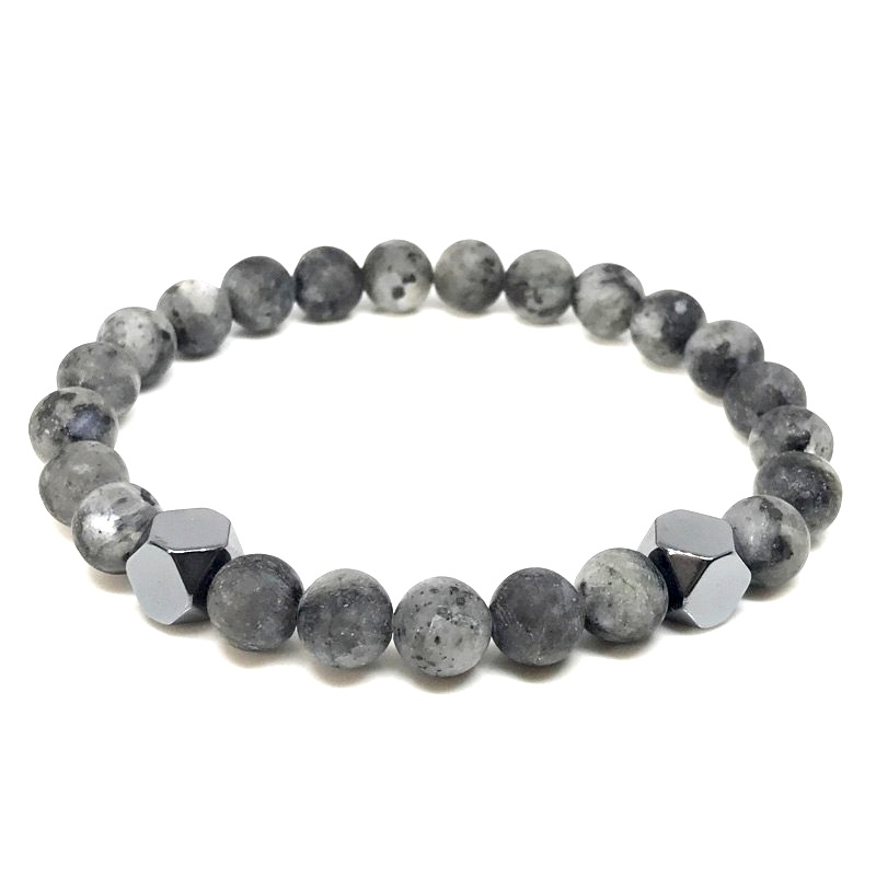 Pulsera de piedra para hombre John David Australia. Cool pulseras de cuentas para hombres. Cuentas de piedra labradorita. Cuenta de cristal de hematita. Colección hombre de montaña por peaceful-island.com