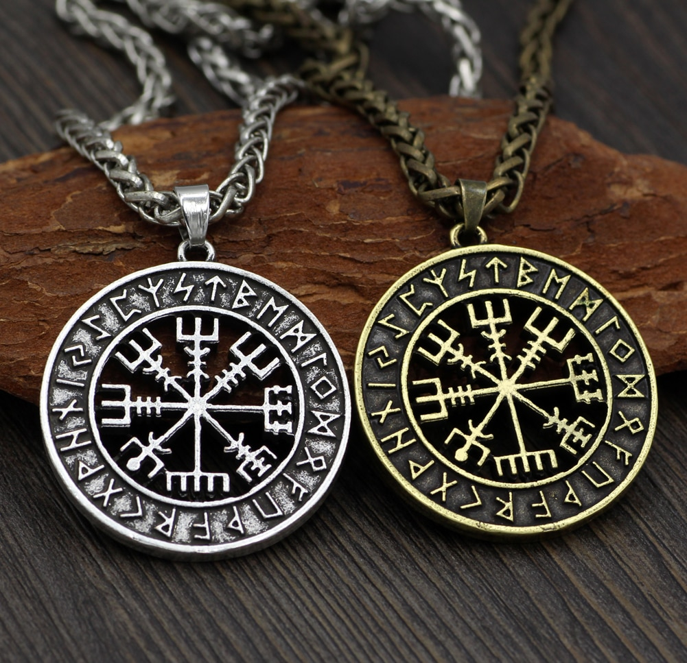 Mens Stainless Steel Chain Viking Crow's skull Pirate Compass Amulet Pendant Necklace Jewelry 45-90cm