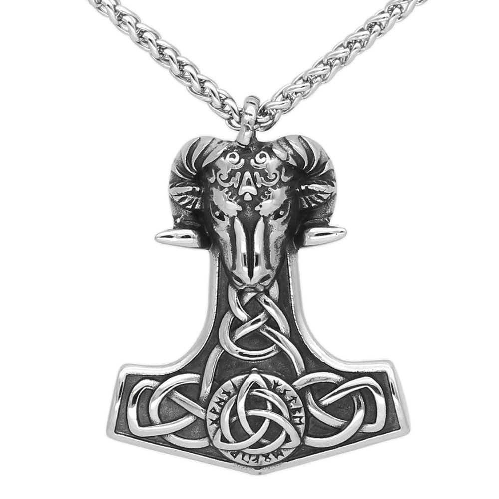 Viking Thor's Hammer Silver Mjolnir Amulet Celtic Chain Pendant Necklace