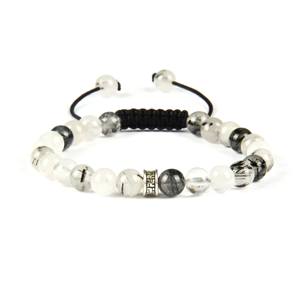 Pulsera espiritual de piedra macramé con cuentas de cristal para hombres. Hecho a mano con cuentas de piedra natural con significado y propiedades. Joyas curativas para hombres de peaceful-island.com