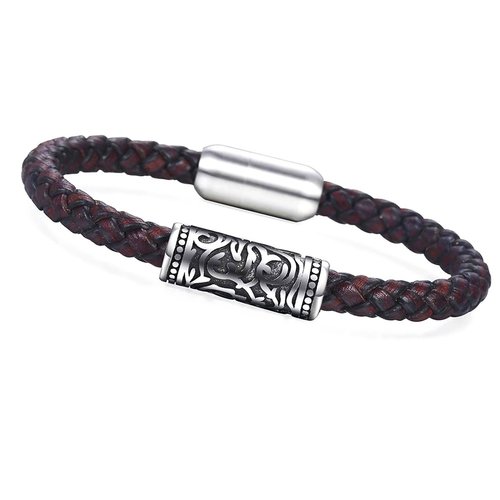 Prime Steel Leather Bracelet For Men Charm Brown Braided Sls Collection Peaceful Island Prime Steel Leather Bracelet For Men Charm Brown Braided Sls Collection Peaceful Island