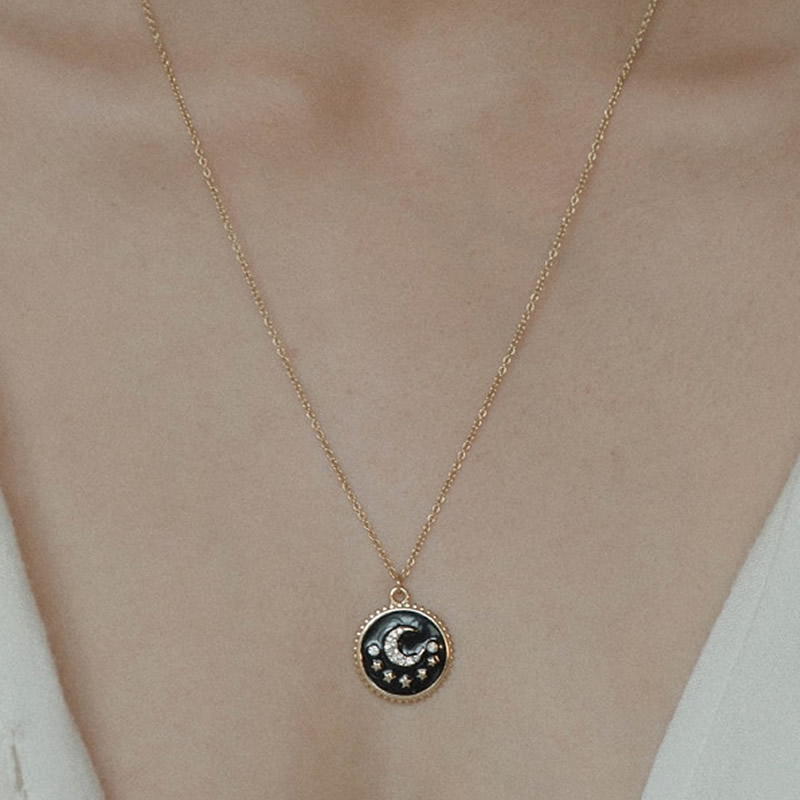 Moon Goddess Long Gold Chain Necklace 